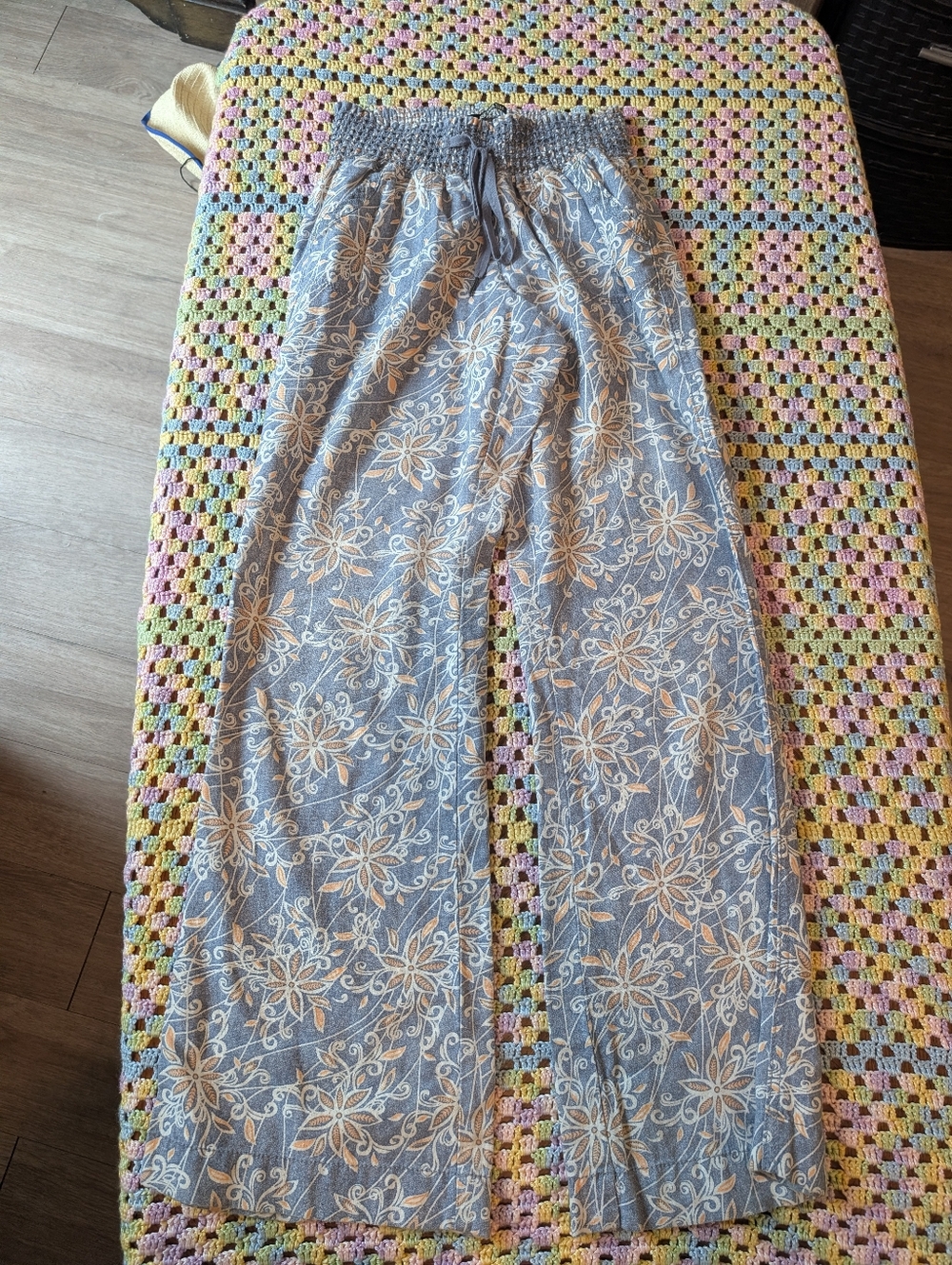 Rewash Light Blue Floral Wide-Leg Pants Size M